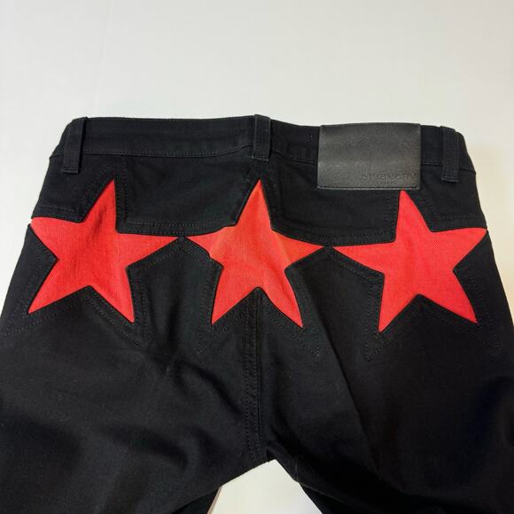 GIVENCHY Women’s Low Rise Skinny Leg Jeans Red Stars Whimsigoth Grunge Waist 27 - Picture 5 of 10